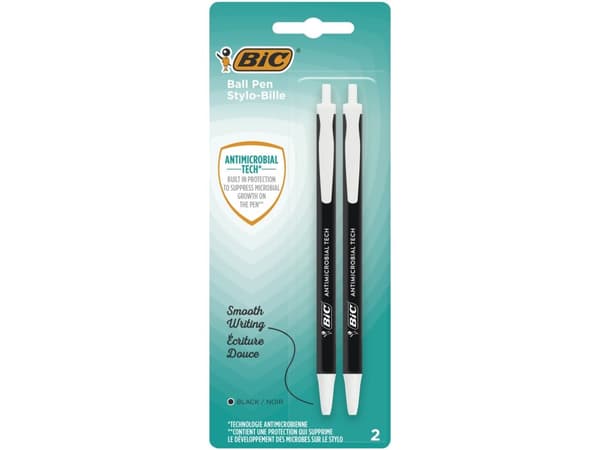 Kuglepen BIC Antimicrobial Tech Medium sort - certificeret som antimikrobiel overfladebeskyttelse - (2 stk.)