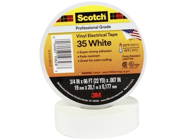 3M 35-WHITE-3/4, Blåsa, UL, CSA, RoHS 2011/65/EU, 20,1 m, 0,1778 mm