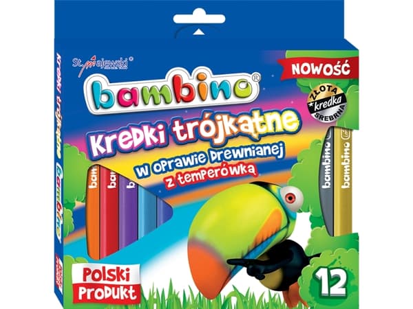 St. Majewski BAMBINO colored pencils in a wooden frame with a triangular cross-section, 12 colors, with a sharpener