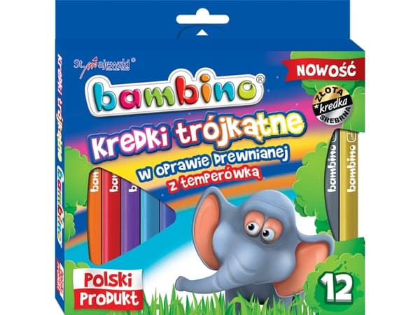 St. Majewski BAMBINO colored pencils in a wooden frame with a triangular cross-section, 12 colors, with a sharpener