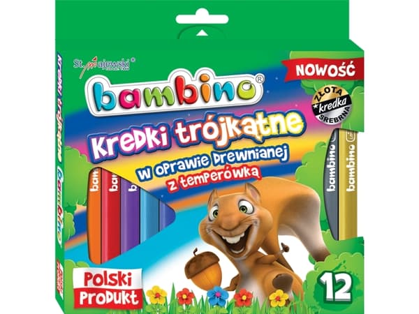 St. Majewski BAMBINO colored pencils in a wooden frame with a triangular cross-section, 12 colors, with a sharpener