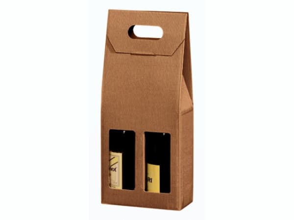 Vinförpackning brun öppen våg presentförpackning för 2fl 3/4l 20 st/pk - (20 st)