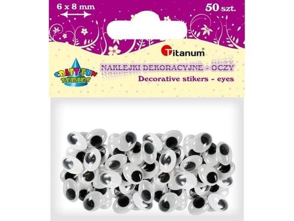 Titanögon rörliga 6x8mm självhäftande 50st, CRAFT-FUN