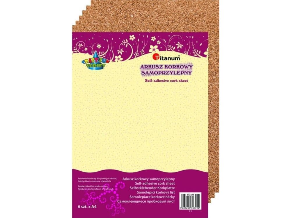 Titanum Self-adhesive cork A4 sheet 6pcs CRAFT-FUN