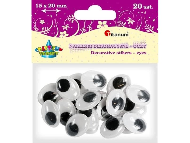 Titanum Moving eyes 15x20mm self-adhesive 20pcs, CRAFT-FUN