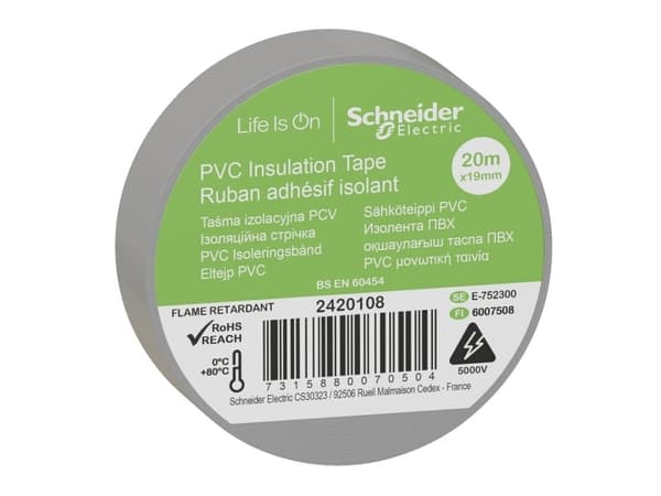 Schneider Electric 2420108 2420108 Isoleringsbånd Grå (L x B) 20 m x 19 mm 8 stk