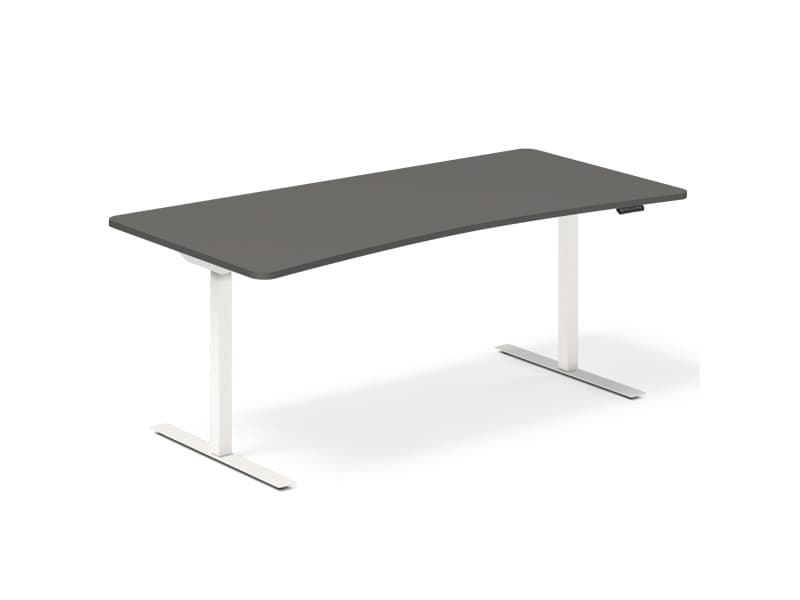 Hæve-sænkebord DNA, Antracit 1800x800mm Bue 2-ben/Hvid