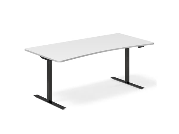 Hæve-sænkebord DNA, Hvid 1800x800mm Bue 2-ben/Sort