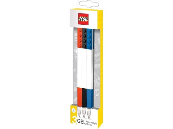 LEGO gel pens, 3 stk. rød, blå og sort i box