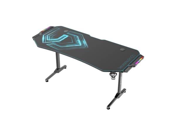 Ultradesk Frag XXL LED RGB, Suora, Terästä, Pelaaminen, Musta, T-jalat, Musta
