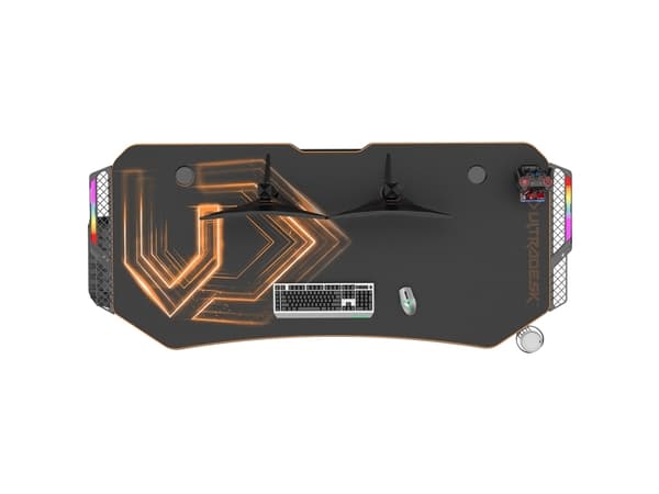 Ultradesk Frag XXL LED RGB, Rett, Stål, Spilling, Sort, T-ben, Sort