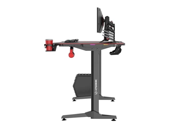 Ultradesk Frag XXL LED RGB, Suora, Terästä, Pelaaminen, Musta, T-jalat, Musta