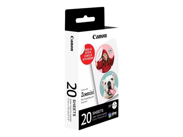Canon ZINK - Selv-adhesiv - 33 mm-diameter 40 etikett(er) (20 ark x 2) ferdigkuttede sirkelfotoklistremerker - for Canon Zoemini; Zoemini S