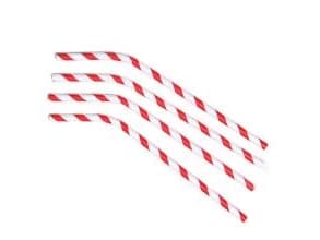 Sugerør Ø6x245 mm med knæk Bionedbrydelig Papir Rødstribet,16 ps x 500 stk/krt