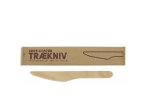 Kniv 165 mm trä med vaxad slät yta FSC biologiskt nedbrytbar enkelförpackning,4 st x 100 st/krt