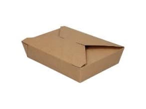 Takeway box Verive 140/155x195/215x65 mm 1900 ml kraft biocoating Brun,5 ps x 36 st/krt