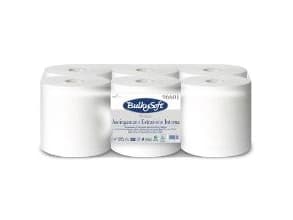 Håndklæderulle BulkySoft 2-lag 150 m med Hylse Hvid,6 rl/krt
