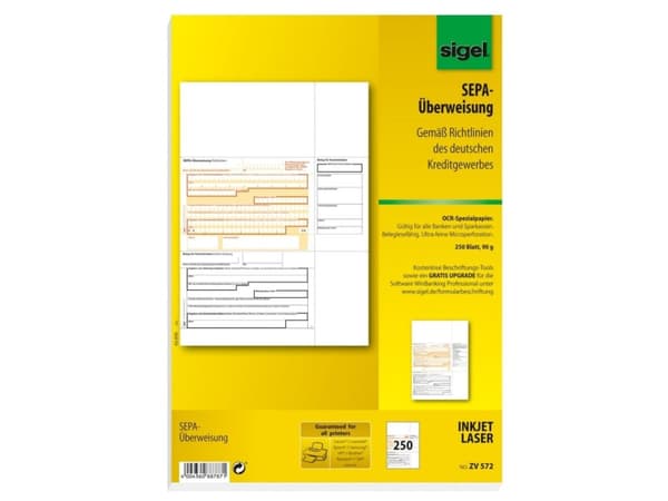 Sigel ZV572, Hvit, A4, 90 g/m², 250 ark