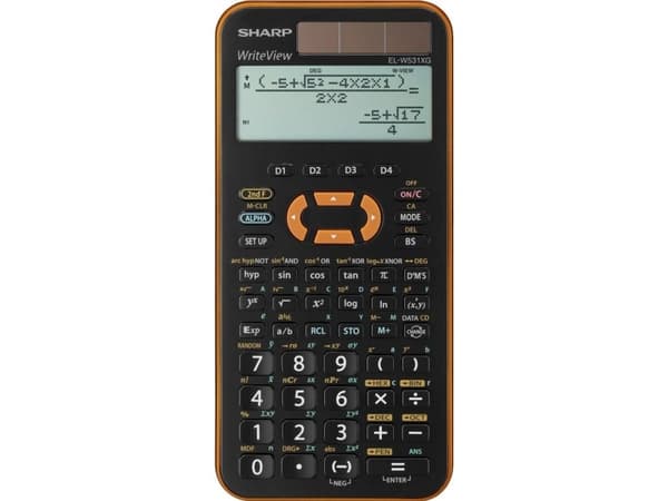 Sharp EL-W531XGYR, Lomme, Vitenskaplig, 2 linjer, Batteri/Solcelle, Svart, Oransje