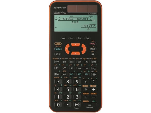 Sharp EL-W531XGYR, Lomme, Vitenskaplig, 2 linjer, Batteri/Solcelle, Svart, Oransje