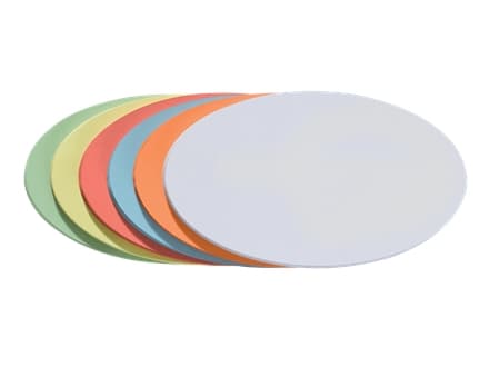 FRANKEN - Moderasjonskort - oval - 11 x 19 cm - hvit, gul, rød, grønn, oransje, lys blå (en pakke 500)