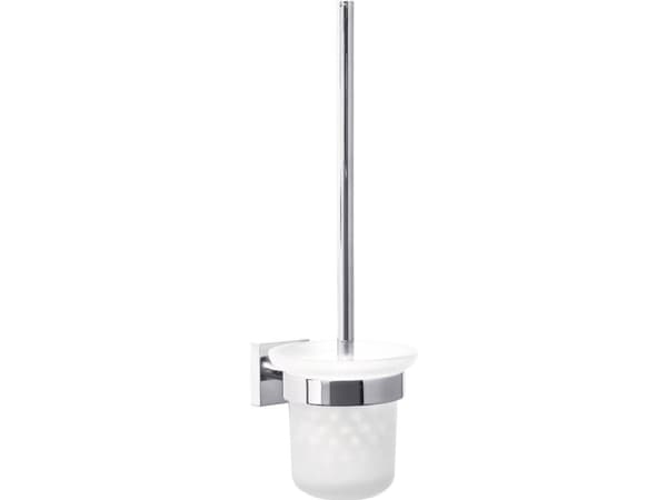 TESA 40233, Toalettbørste og holder, Kromfarget, Hvit, Metall, Metall, 116 mm, 390 mm
