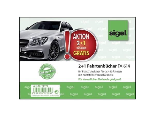 Sigel T1179 DIN A6 maisemakuva Ajokirja Lehtien määrä: 40 3 kpl/pakkaus 3 kpl 3 kpl