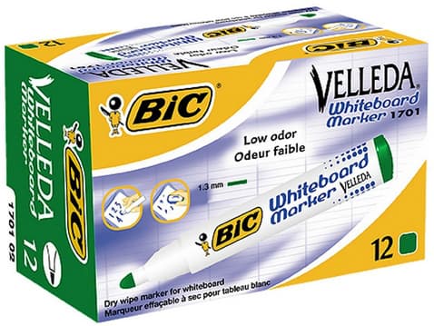 BIC VELLEDA 1701 - Markering - för whiteboard - grön - alkoholbaserat bläck - 1.5 mm (paket om 12)