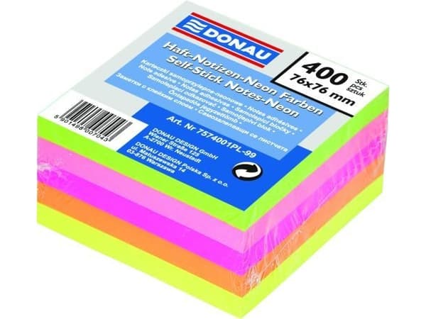 Donau klebrig neon 76x76mm 400 kort. (14K040X)