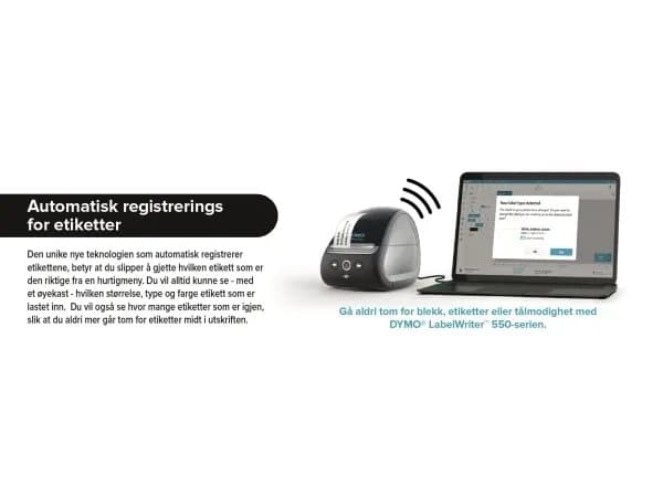 DYMO LabelWriter 550 Turbo - Etikettskriver - direktetermisk - Rull (6,2 cm) - 300 dpi - inntil 90 etiketter/min - USB 2.0, LAN