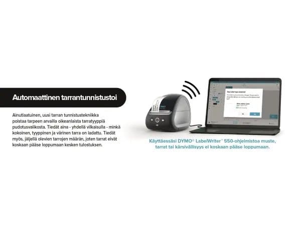 DYMO LabelWriter 550 Turbo - Etikettskriver - direktetermisk - Rull (6,2 cm) - 300 dpi - inntil 90 etiketter/min - USB 2.0, LAN