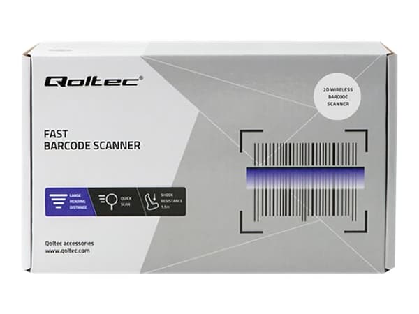 Qoltec - Stregkodescanner - bærbar - 2D imager - 300 skannausta / sekund - afkodet - USB