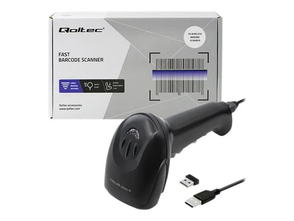 Qoltec - Stregkodescanner - bærbar - 2D imager - 300 skannausta / sekund - afkodet - USB