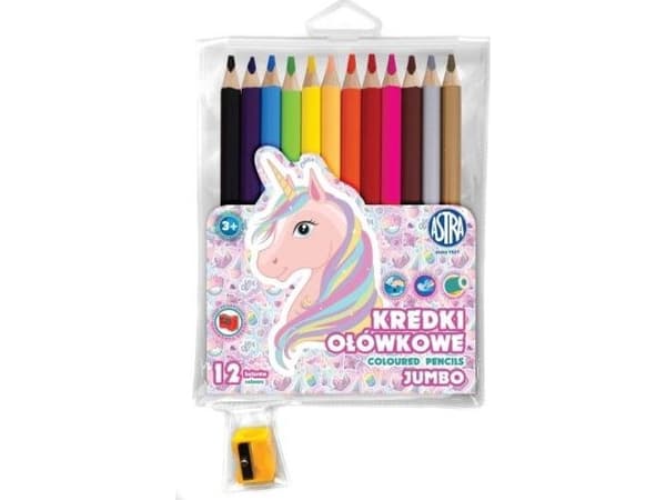 ASTRA art-pap Unicorn blyertskritor 12 färger + vässare