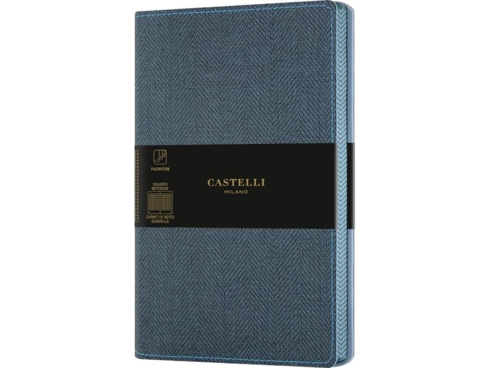 Castelli Notebook 13x21cm checkered Castelli Harris Blue