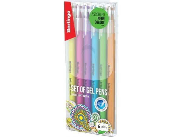 Berlingo Neon gelpennor 6st 0,8mm Neon