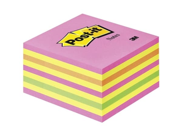 Post-it® Notes kubusblok, neonpink, 76 mm x 76 mm, 450 ark