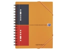 Oxford International Meetingbook A5+ - Notisbok - spiralbundet - 80 ark / 160 sider - hvitt papir - linjert - 10 hull - oransje perm - polypropylen (