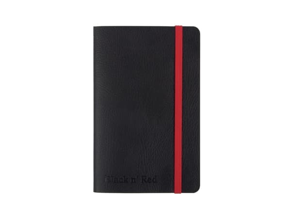 Oxford Black by Black n' Red - Anteckningsblock - A6 - 72 ark / 144 sidor - extra vitt papper - linjerad - svart skydd
