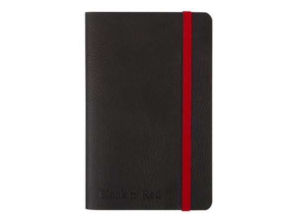 Oxford Black by Black n' Red - Anteckningsblock - A6 - 72 ark / 144 sidor - extra vitt papper - linjerad - svart skydd
