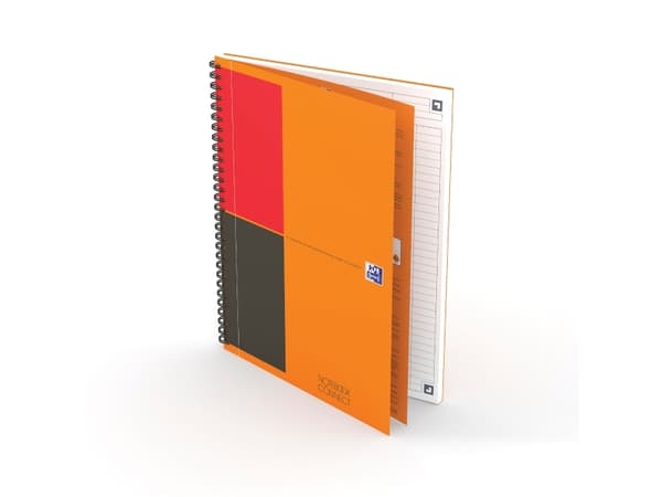 Oxford International NoteBook Connect - Anteckningsblock - trådbunden - B5 - 80 ark / 160 sidor - vitt - linjerad - 2 hål - kartong
