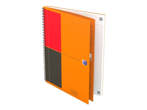 Oxford International NoteBook Connect - Anteckningsblock - trådbunden - B5 - 80 ark / 160 sidor - vitt - linjerad - 2 hål - kartong