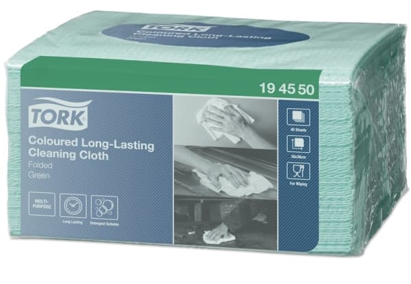 Rengöringsduk Tork W8, grön, förpackning med 40 st.
