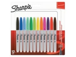 Permanentmarker Sharpie, fin, ask med 12 färger