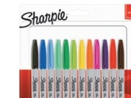 Permanentmarker Sharpie, fin, ask med 12 färger