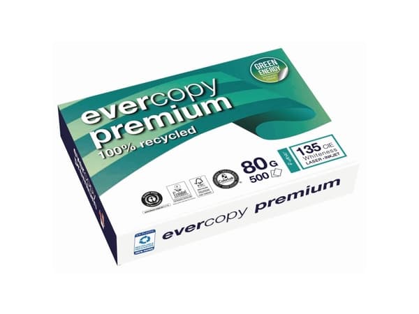 Genbrugspapir, Evercopy Premium A4, 80 g, 5 pakker a 500 ark