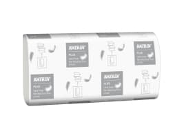 Håndklædeark Katrin Plus NonSto Z-Fold 2-lag L24xB20.6xD8.5cm Nyfiber Hvid Flush,18 pk x 150 stk/krt