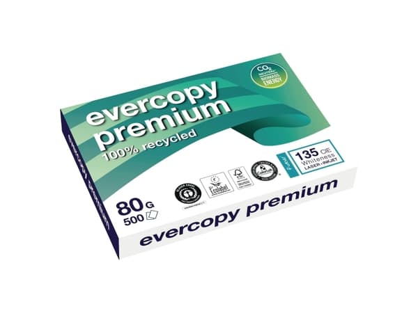 Återvunnet papper evercopy premium a3, 80 g, förpackning med 500 ark