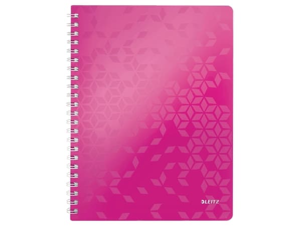 Notesbog Leitz WOW, A4, linjeret, pink