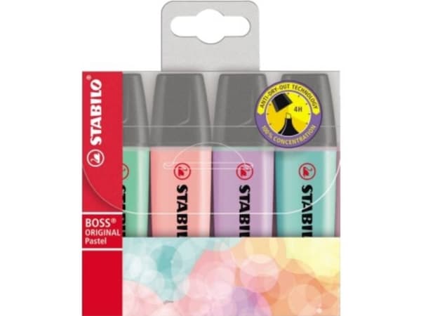 Highlighter Stabilo Boss® Original Pastel med 4 stk. ass. farver